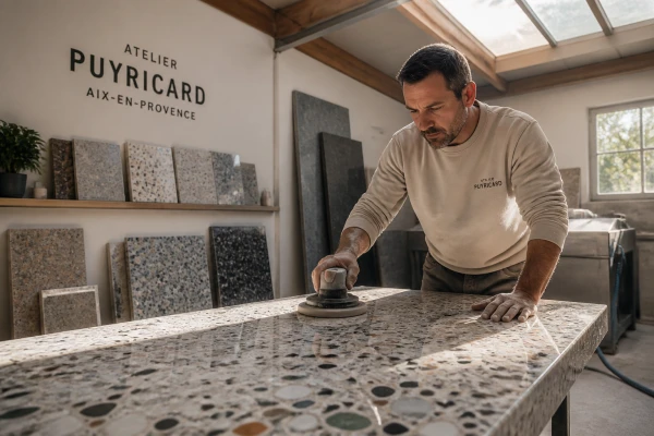 Rénovation de sols en granito et terrazzo Puyricard
